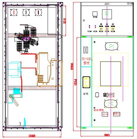 XGN66開(kāi)關(guān)柜本體及并柜結(jié)構(gòu)圖